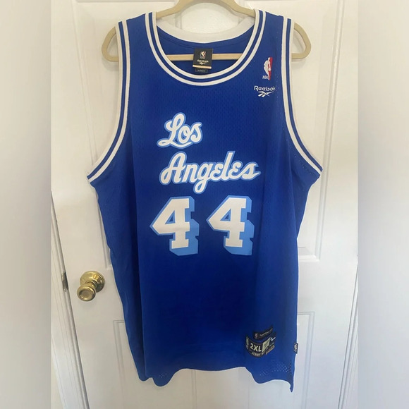 Men’s 2XL Blue Jerry West Los Angeles Basketball Jersey +2 Length